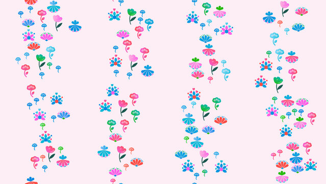 Stylized floral pattern on pink background