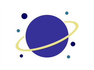 Purple Saturn Planet Vector Illustration with Yellow Rings in Outer Space. © Conjac Studio