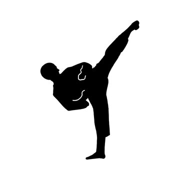 black silhouette of high kick taekwondo