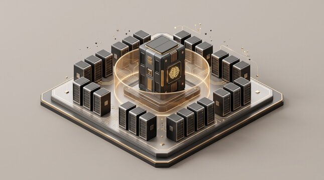Artificial intelligence secure data management network with AI folder central hub connecting to protected database and verified documents
