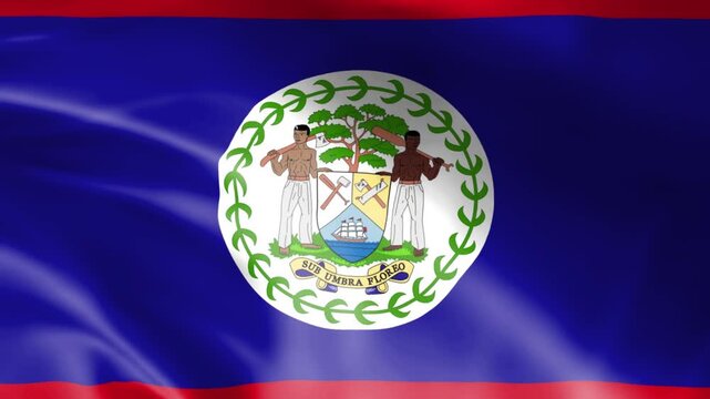 Belize national flag waving gently in the breeze video footage clip