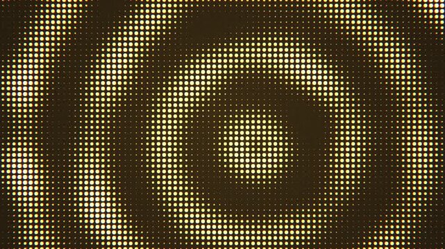 Abstract halftone dot matrix wave pattern background, glowing butter yellow and golden circles, minimal motion graphics, seamless loop