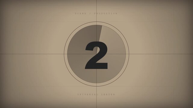 Retro universal film leader countdown nine with text space