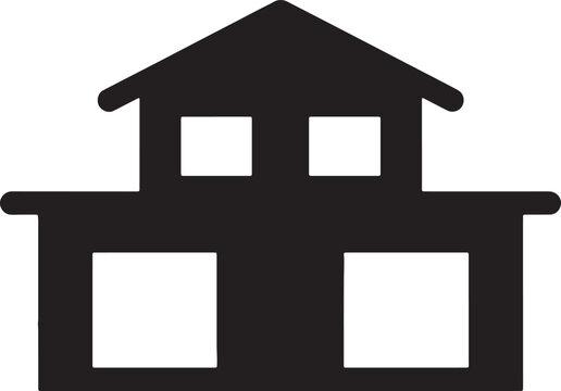 Building with two windows vector icon for real estate property and residential house design.