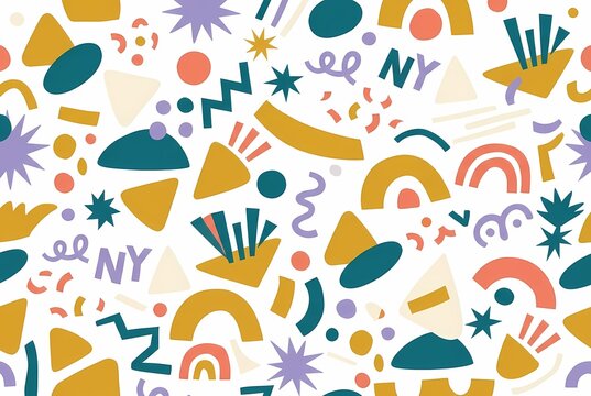 Vibrant Abstract Geometric Shapes Seamless Pattern