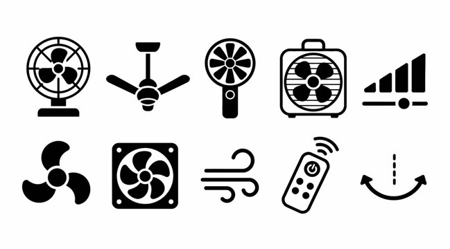 Electric fan and air ventilation system icon collection.