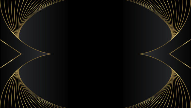 Luxury Black and Gold Background Template with Elegant Art Deco Lines, Premium Abstract Vector Design