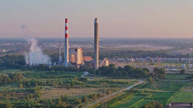 AES Harding Street Station power plant emitting smoke from its smokestacks in Indiana