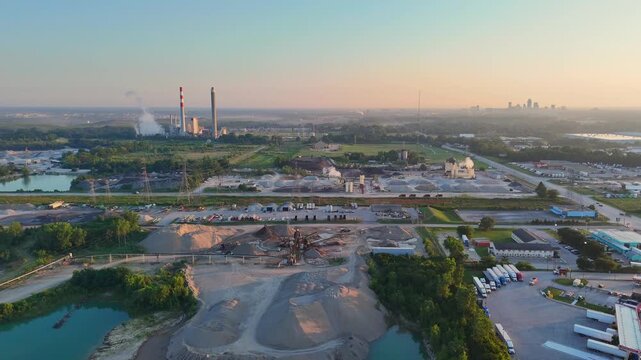 Industrial quarry operation with AES Harding Street Station in Indianapolis, USA