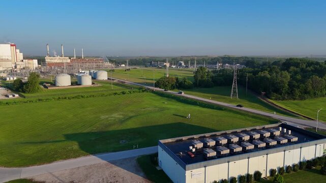 AES - Harding Street Station and Battery Storage System, aerial view in Indianapolis, Indiana