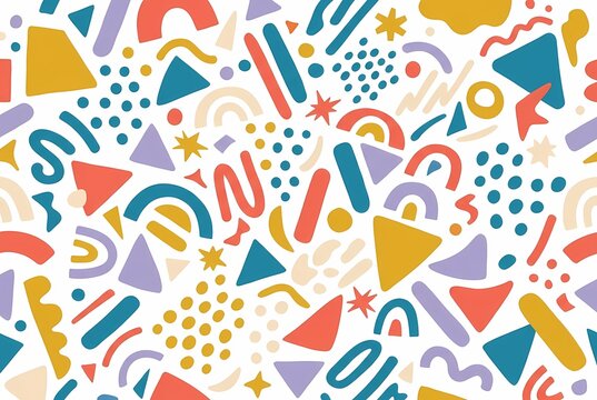 Vibrant Abstract Geometric Shapes Seamless Pattern