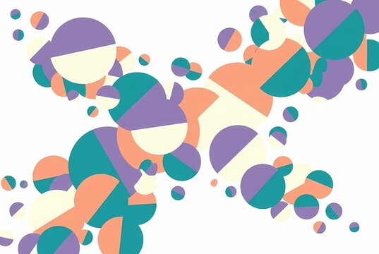 Overlapping Half-Circle Geometric Shapes in Pastel Colors