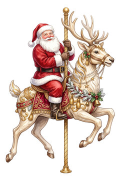 Santa Claus Riding Carousel Reindeer.svg