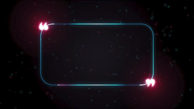 Neon Quote Frame Background with Glowing Blue Border and Red Quotation Marks for Social Media Content