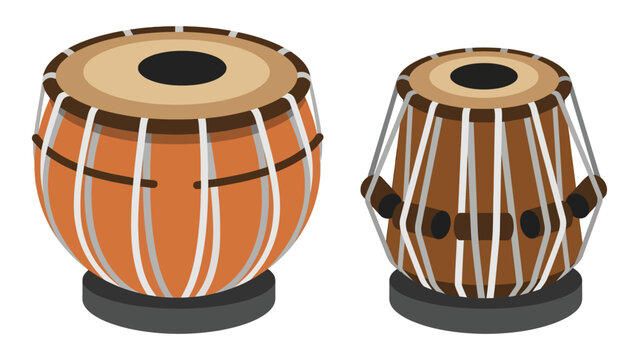 Cartoon Tabla Drums, Two Different Color Patterns