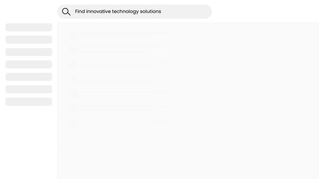 Search bar interface showing no results found animation featuring empty state messaging