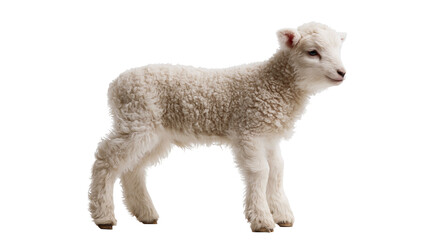 Small fluffy white lamb standing in profile © Rufus