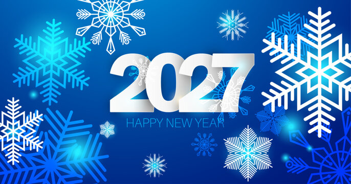 Festive New Year 2027 greeting card design. Vector