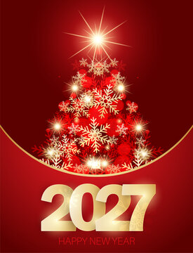 Elegant Christmas Tree 2027. Vector background design.