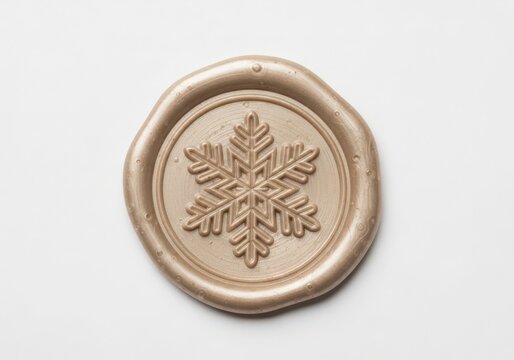 Circular emblem with stylized autumn leaf design in earthy tones