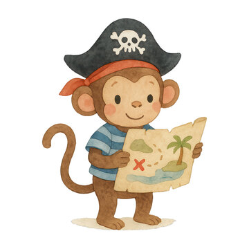 PNG Cute pirate monkey treasure map