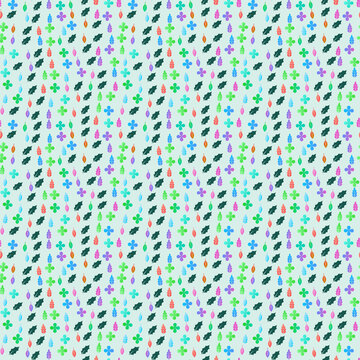 Seamless pattern of colorful leaves and holly berries