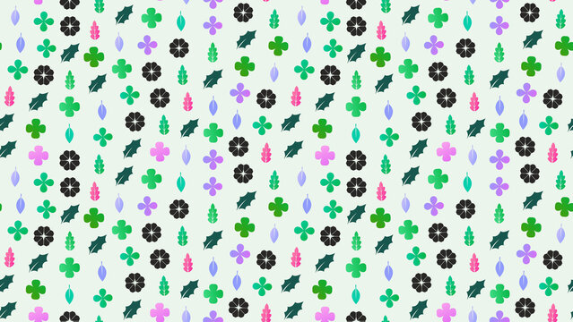 Stylized leaves and flowers pattern