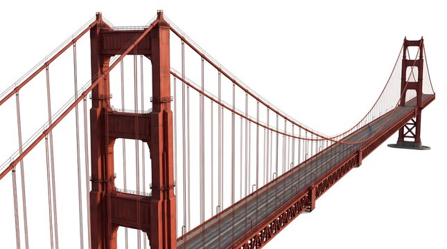Golden Gate Bridge in San Francisco isolated on white background for