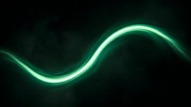 Emerald light curve floats against a dark background