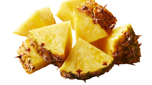 Fresh ripe yellow pineapple chunks cut into triangular wedges