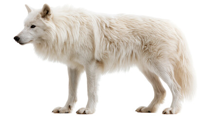 Full body side view of a majestic white arctic wolf standing alert © Cressida