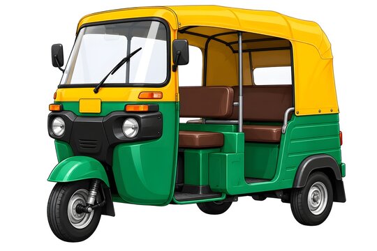 Green and Yellow Indian Auto Rickshaw Tuk Tuk 