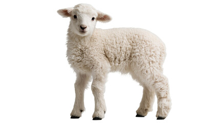 Fluffy white baby lamb standing and looking forward © Isadora