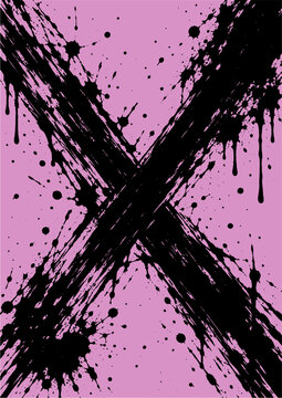 Emo punk grunge poster background with black X brush strokes