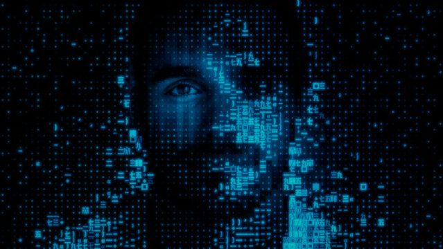 Male Face formed from Computer Code, symbolising AI Training Data Concept.