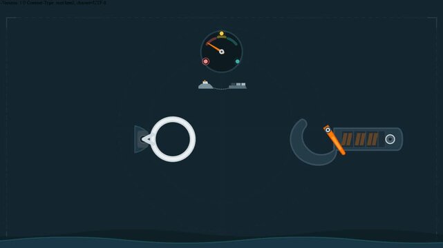 Animated vector HUD telemetry and plant sensors on dark background