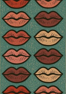 Colorful lips pattern wallpaper