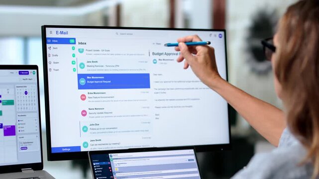 Marketing Manager Using Laptop To Send Secure Bulk Emails
