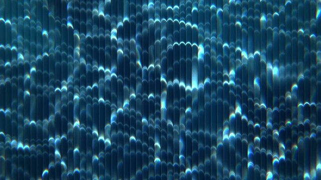 Abstract deep ocean blue water caustics rippling behind fluted glass, underwater light patterns, seamless loop background