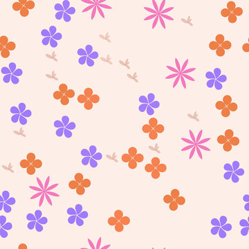 Simple stylized flowers seamless pattern