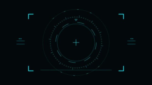 Futuristic crosshair overlay graphic with digital interface elements and targeting reticle