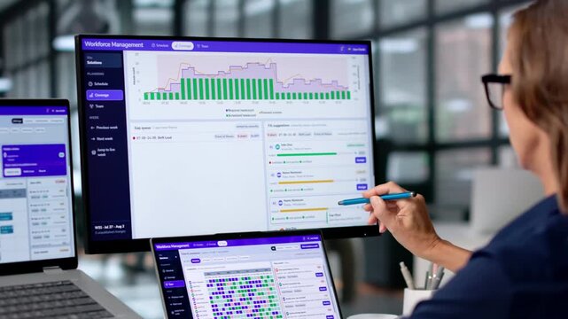 Human Resources Manager Reviews Staff Scheduling On Laptop