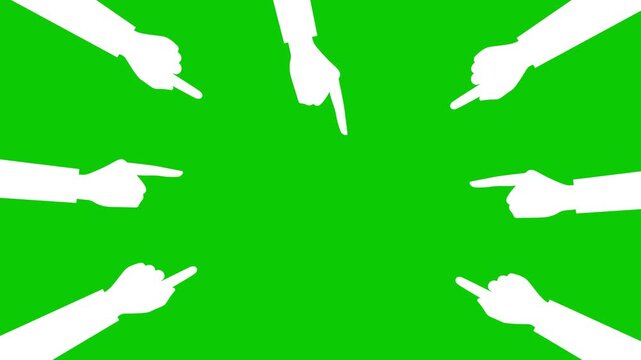 Multiple hands pointing fingers at center blaming  animation video