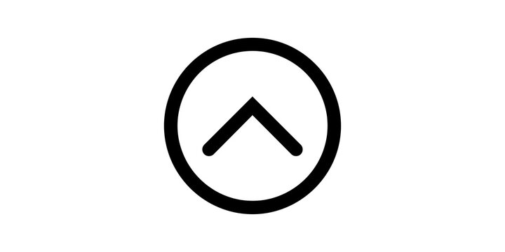 Minimal circular up arrow icon in black color on transparent background.