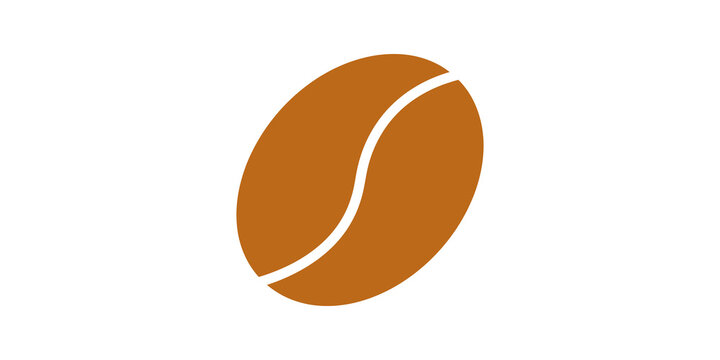 Single brown roasted coffee bean icon on transparent background style.