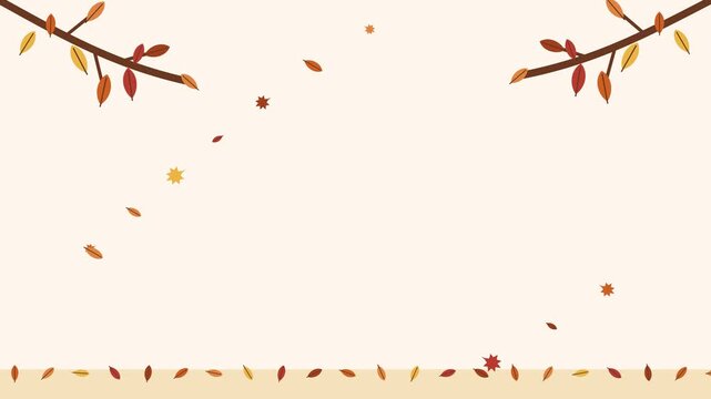 Autumn leaves falling around a decorative border frame