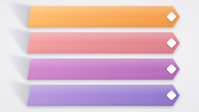4 step horizontal banner option infographic template with pastel orange, pink, purple, and lavender banners for business presentation.