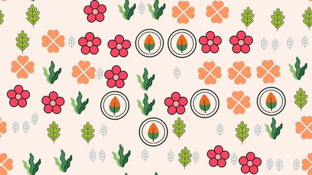Stylized floral and leaf pattern