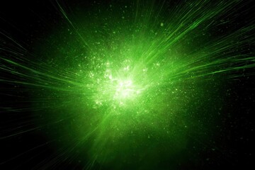 Fototapeta premium The Green Energy Burst in Space Radiant Neon Explosion Across Cosmos