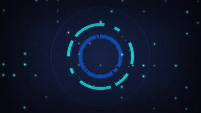 Cyan circular HUD user interface seamless loop motion background